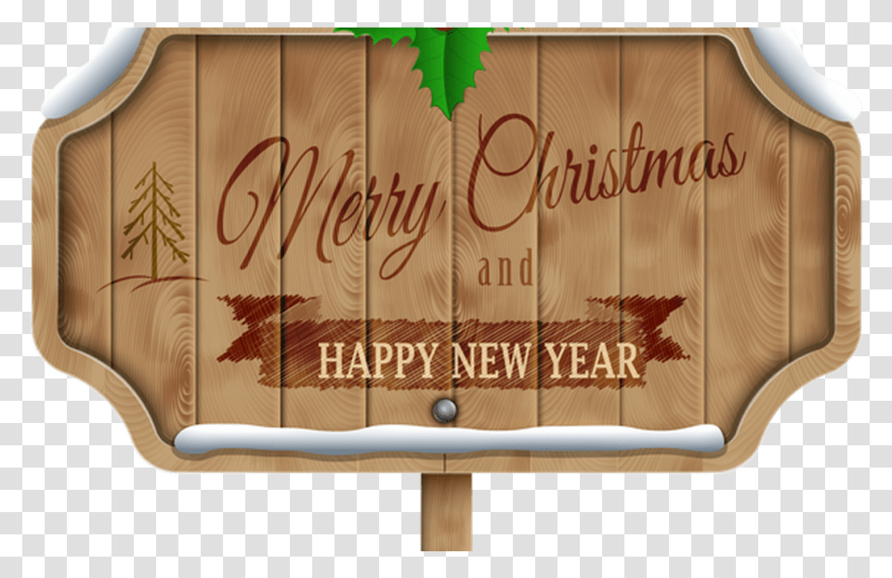 Clip Art Wooden Thing Merry Xmas And Happy New Year Signage, Label, Purse, Accessories Transparent Png