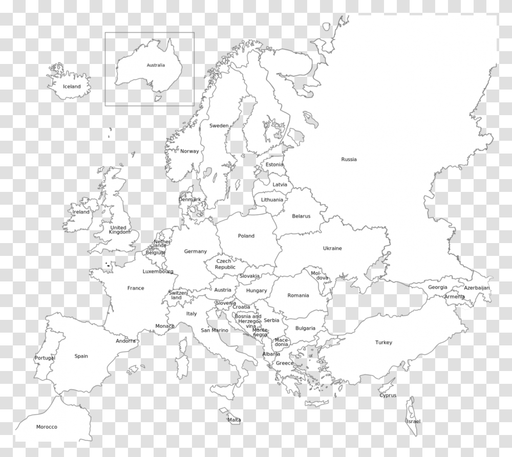 Clip Art World Blank Black And White Europe Map, Diagram, Atlas, Plot, Poster Transparent Png