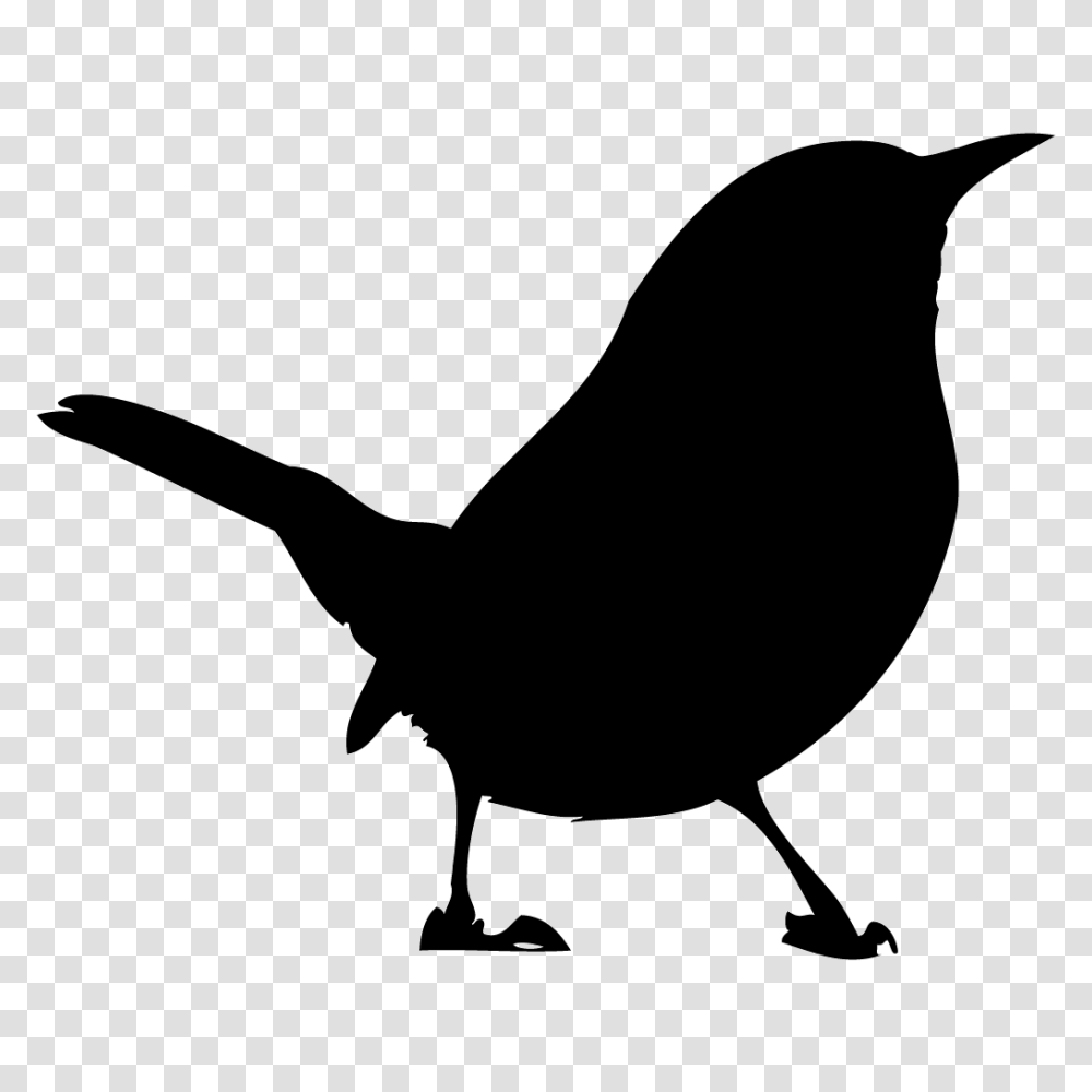 Clip Art Wren Bird, Silhouette, Animal, Stencil, Blackbird Transparent Png