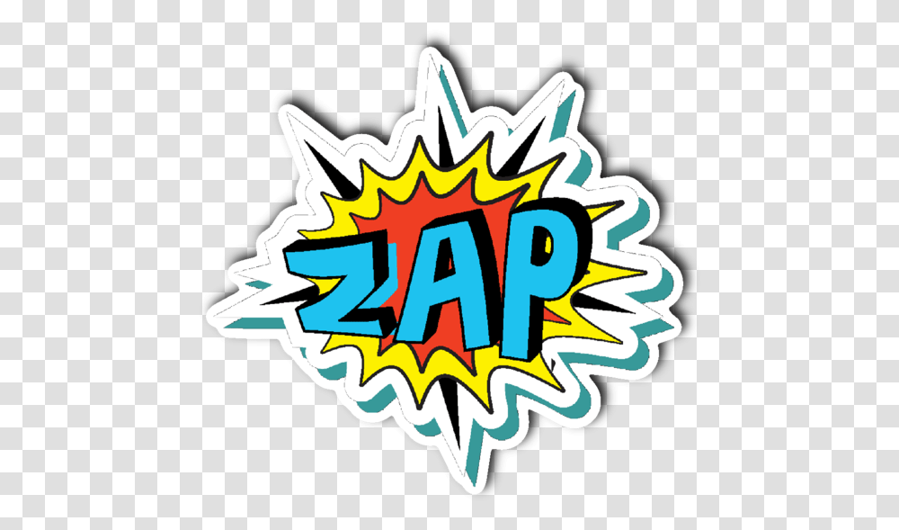 Clip Art Zap Vinyl Die Cut Comic Book Words, Label, Sticker Transparent Png