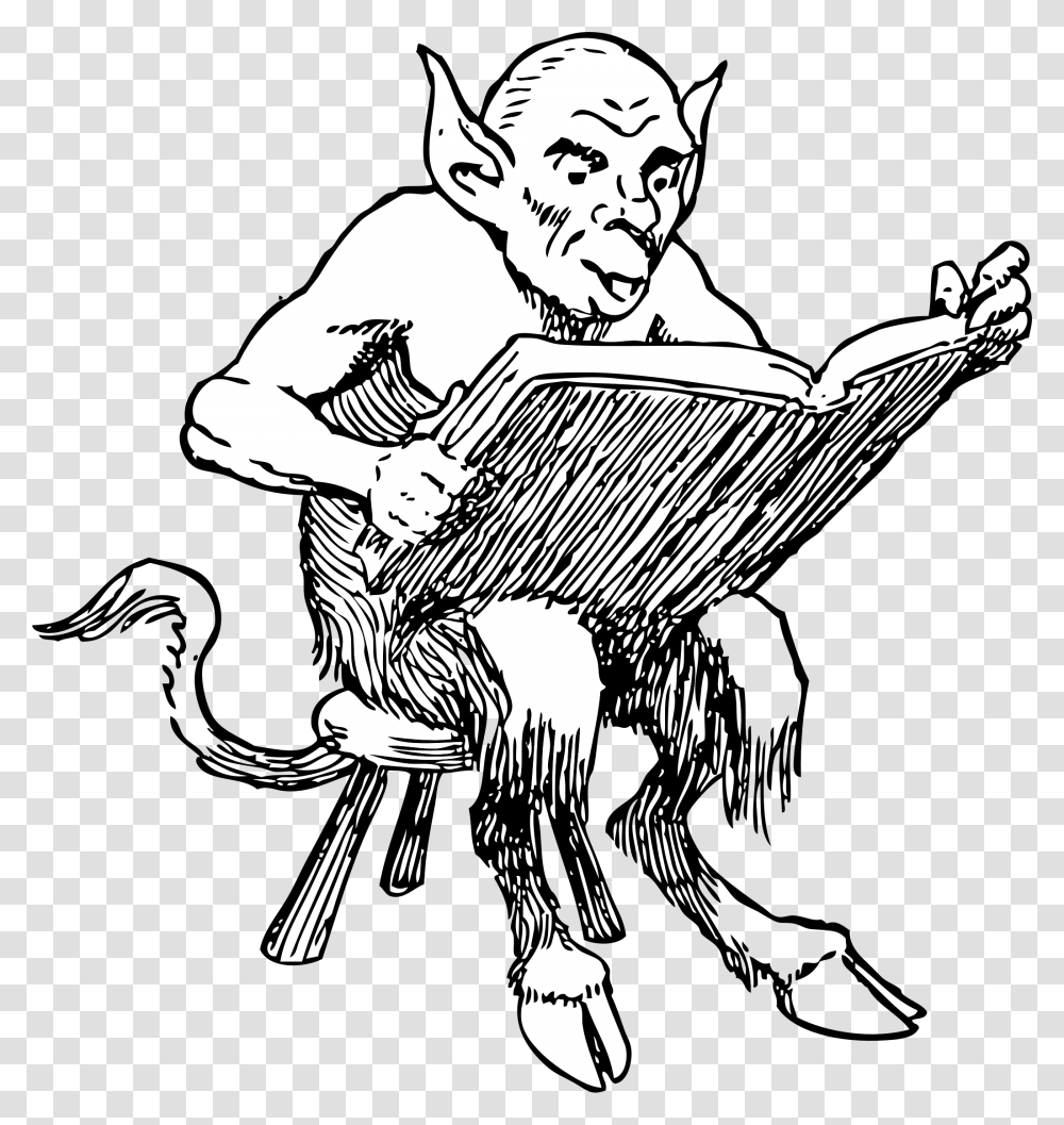 Clip Arts Related To Demon Reading A Book, Person, Human, Drawing Transparent Png