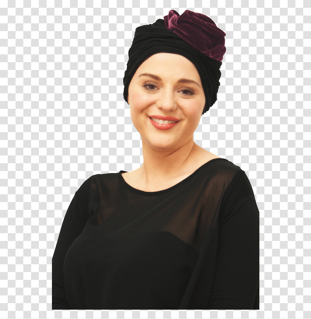 Clip Black And White Library Margot Evening Chemo Headwear Woman, Apparel, Sleeve, Person Transparent Png