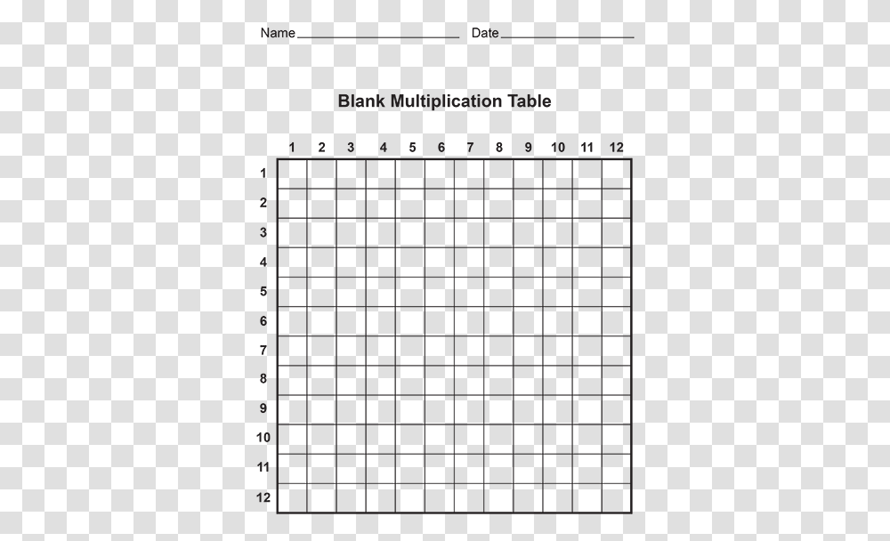 Clip Charts Multiplication Printable Blank Multiplication Grid, Word, Pattern Transparent Png