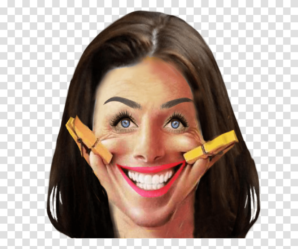Clip Clothespin Smile Laugh Funny Funnyface Portrait Someone Fake Smile, Person, Head, Female, Photography Transparent Png