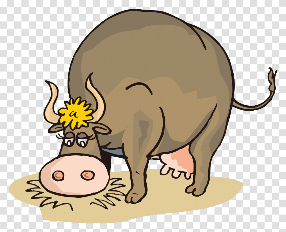 Clip Freeuse Stock Beef Clipart Cow Jersey Cartoon Cow Eating Hay, Mammal, Animal, Wildlife, Smelling Transparent Png
