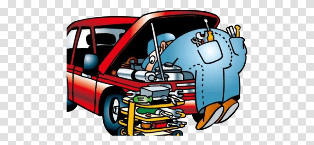 Clip Royalty Free Download Car Repair Shop Clipart Clip Cartoon Mechanic Logo, Vehicle, Transportation, Fire Truck, Sports Car Transparent Png