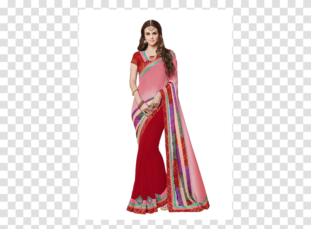 Clip Stock Saree Georgette Silk, Apparel, Person, Human Transparent Png