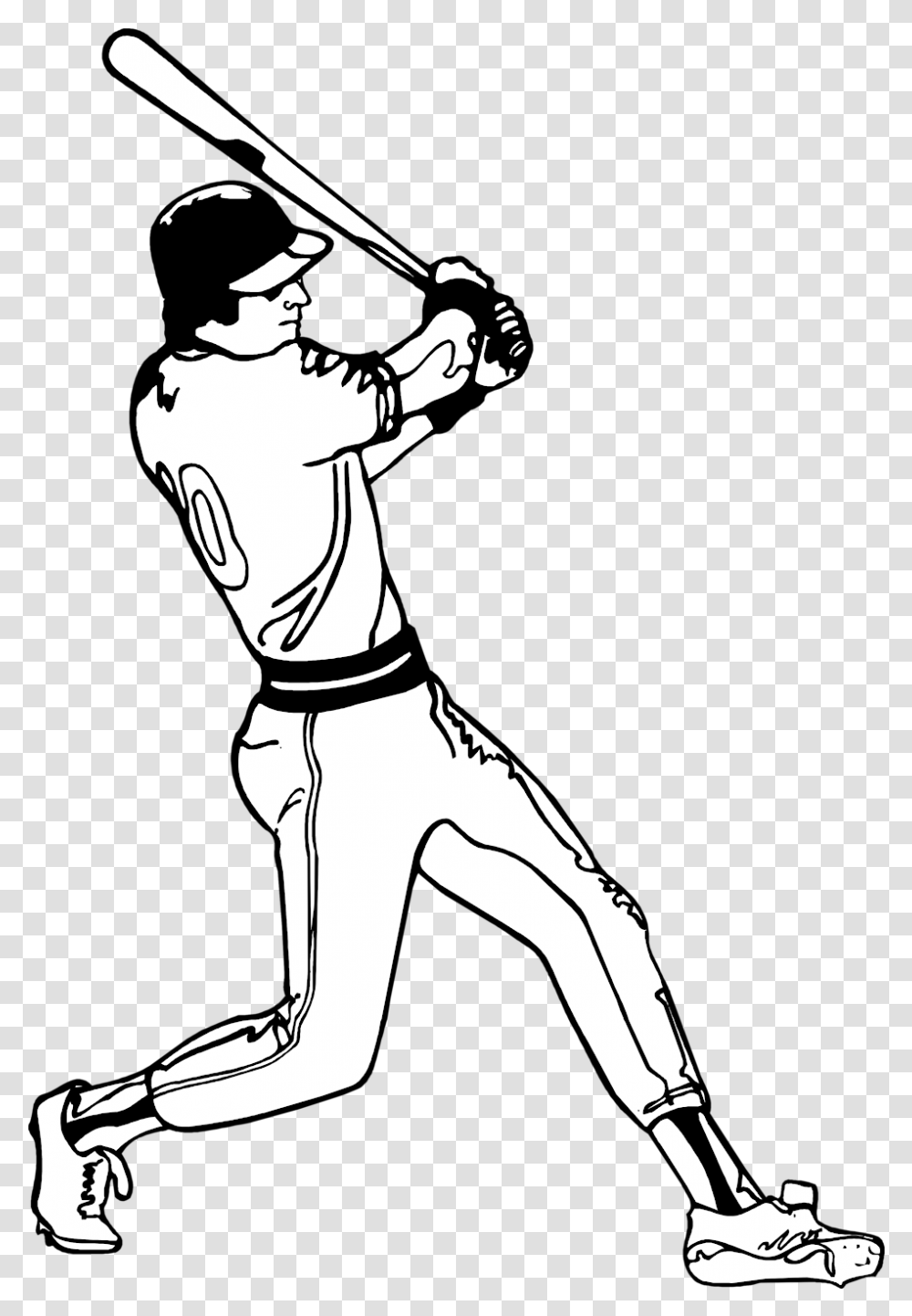 Clipart Baseball Player Play Baseball Black And White, Person, Human, People, Sport Transparent Png