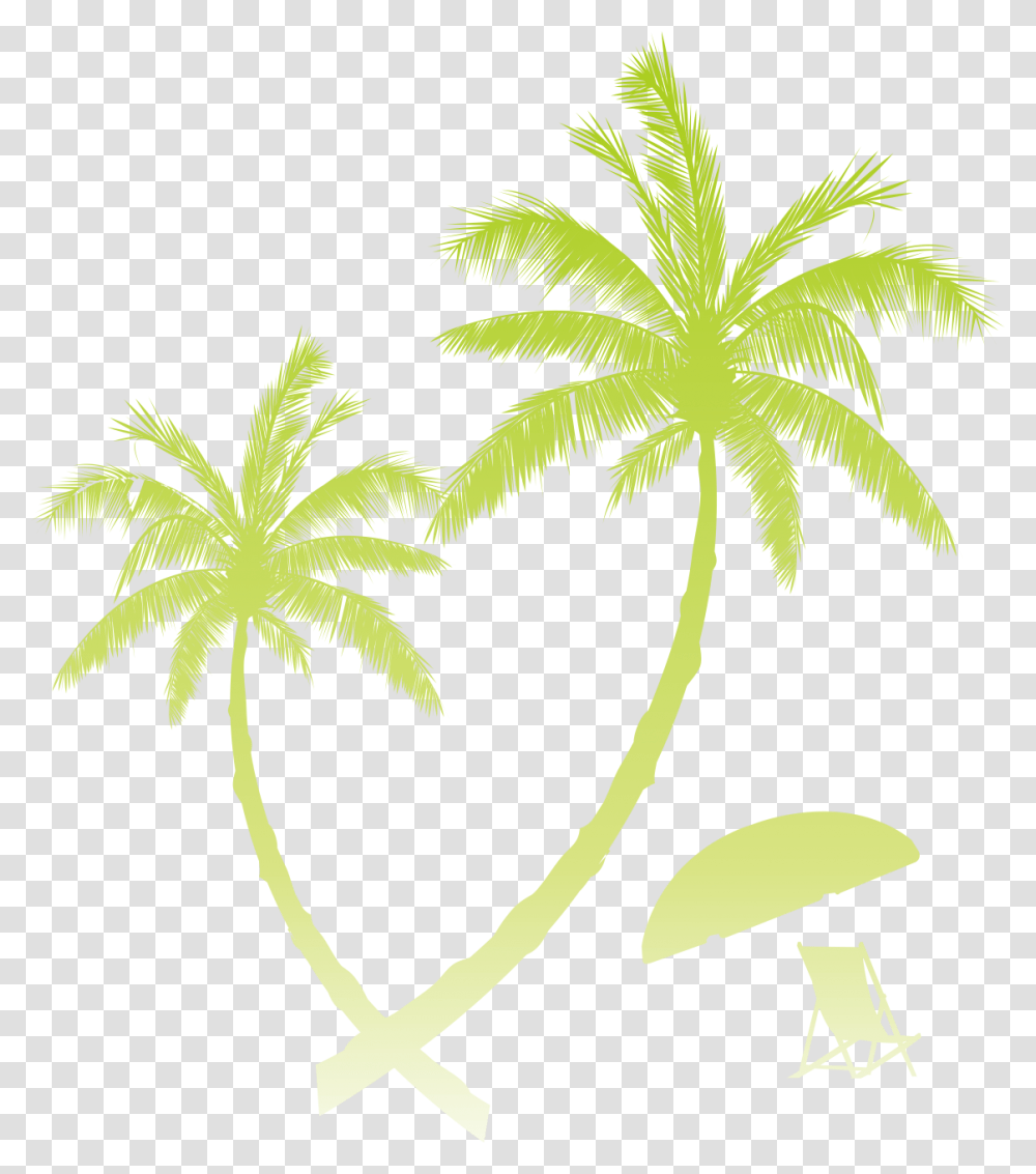 Clipart Beach Coconut Tree, Green, Leaf, Plant, Palm Tree Transparent Png