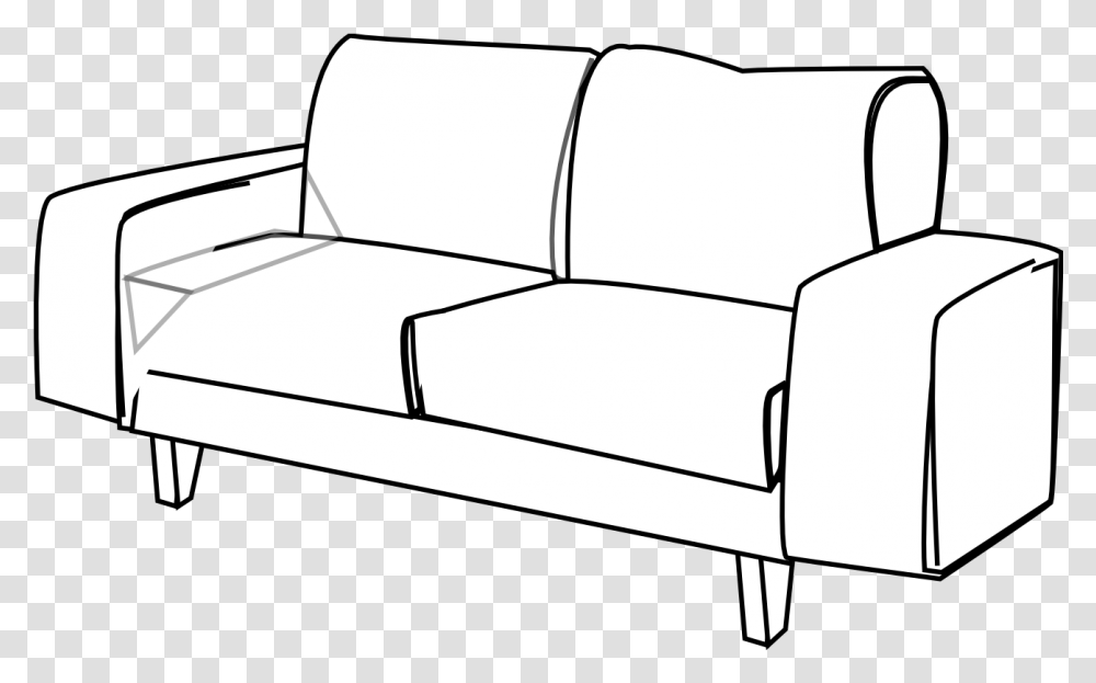 Clipart Bed Black And White Clip Art, Couch, Furniture, Cushion, Chair Transparent Png