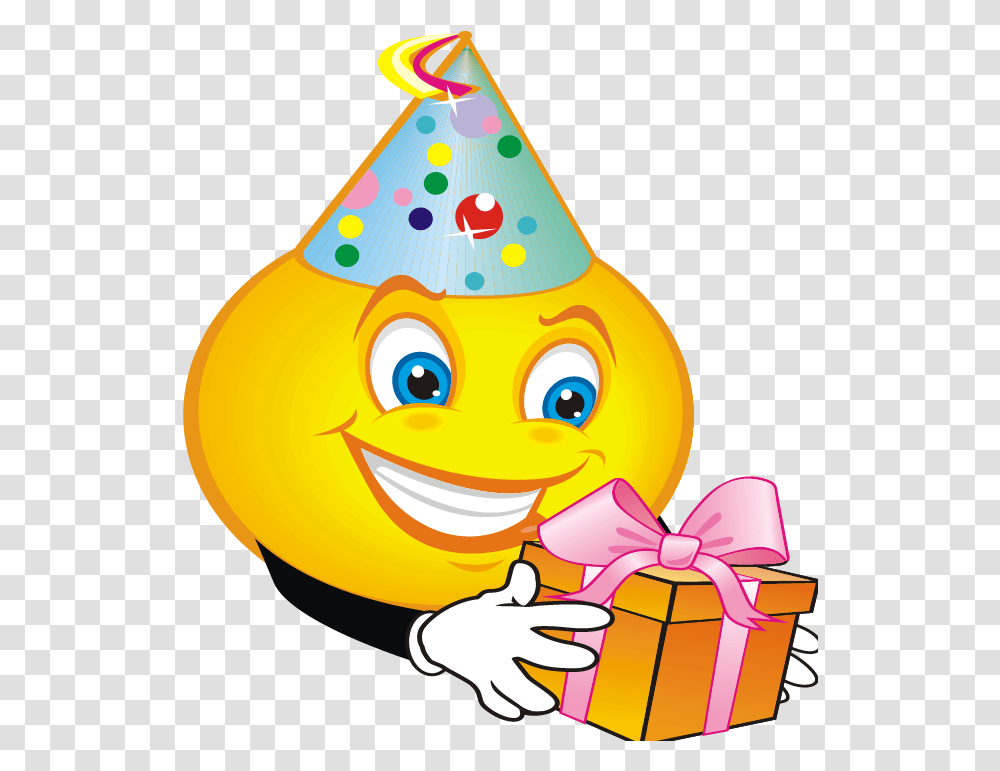 Clipart Birthday Emoji Emoticon Birthday, Clothing, Apparel, Plant, Party Hat Transparent Png