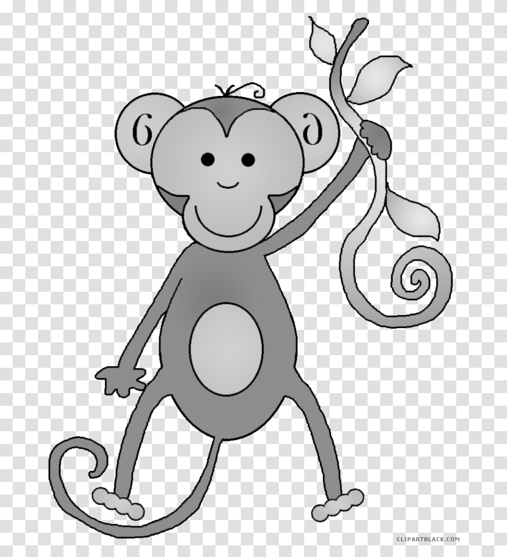 Clipart Black And White Animals Monkey Clipart Image Black And White, Giant Panda, Bear, Wildlife, Mammal Transparent Png