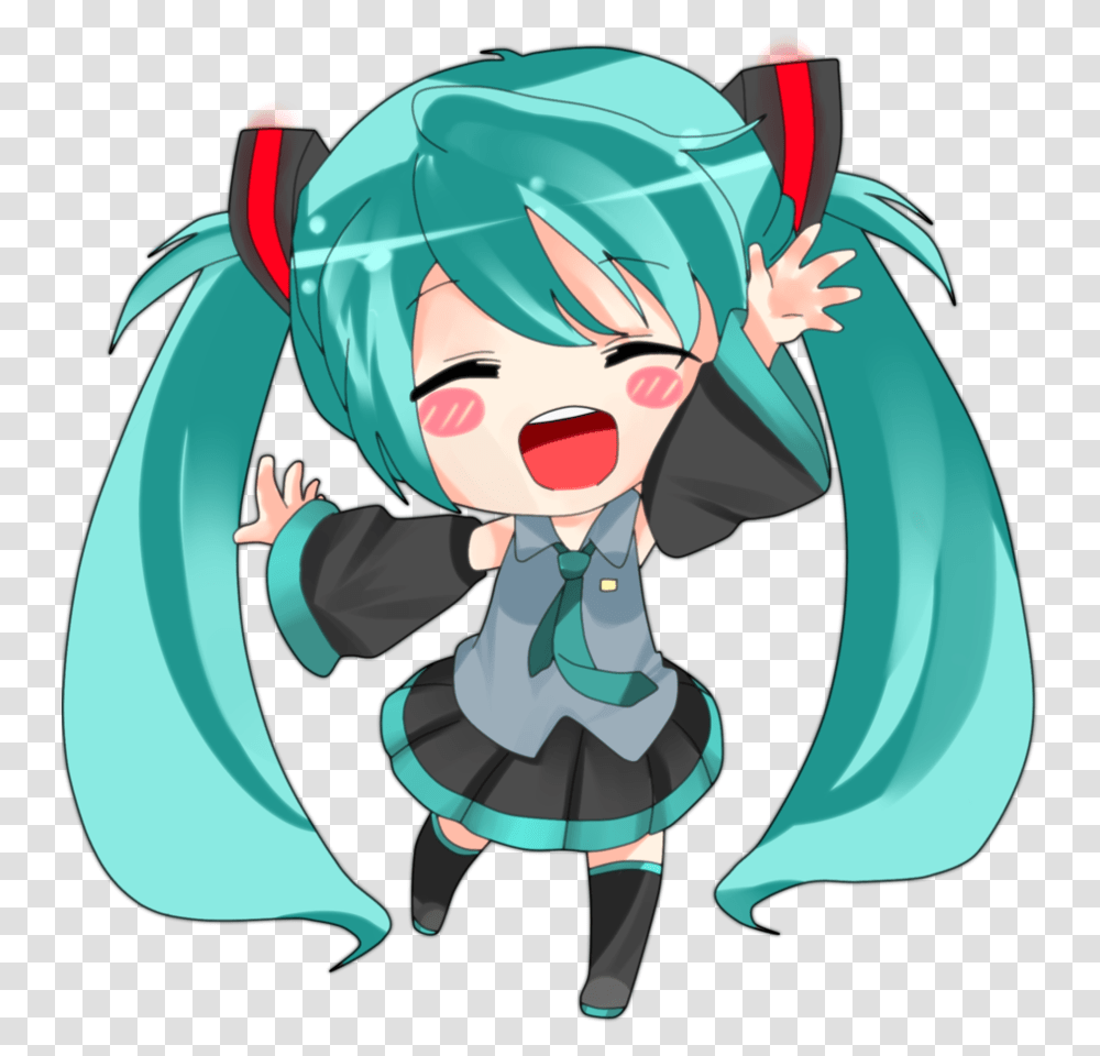 Clipart Black And White Chibi Anime Chibi Hatsune Miku, Elf, Manga, Comics, Book Transparent Png