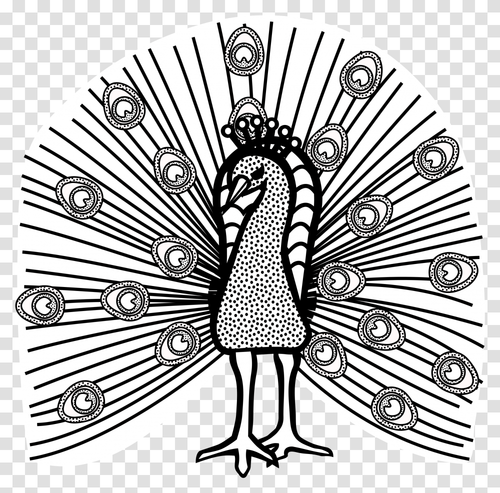 Clipart Black And White Clipart Image Of Peacock, Doodle, Drawing, Face, Photography Transparent Png