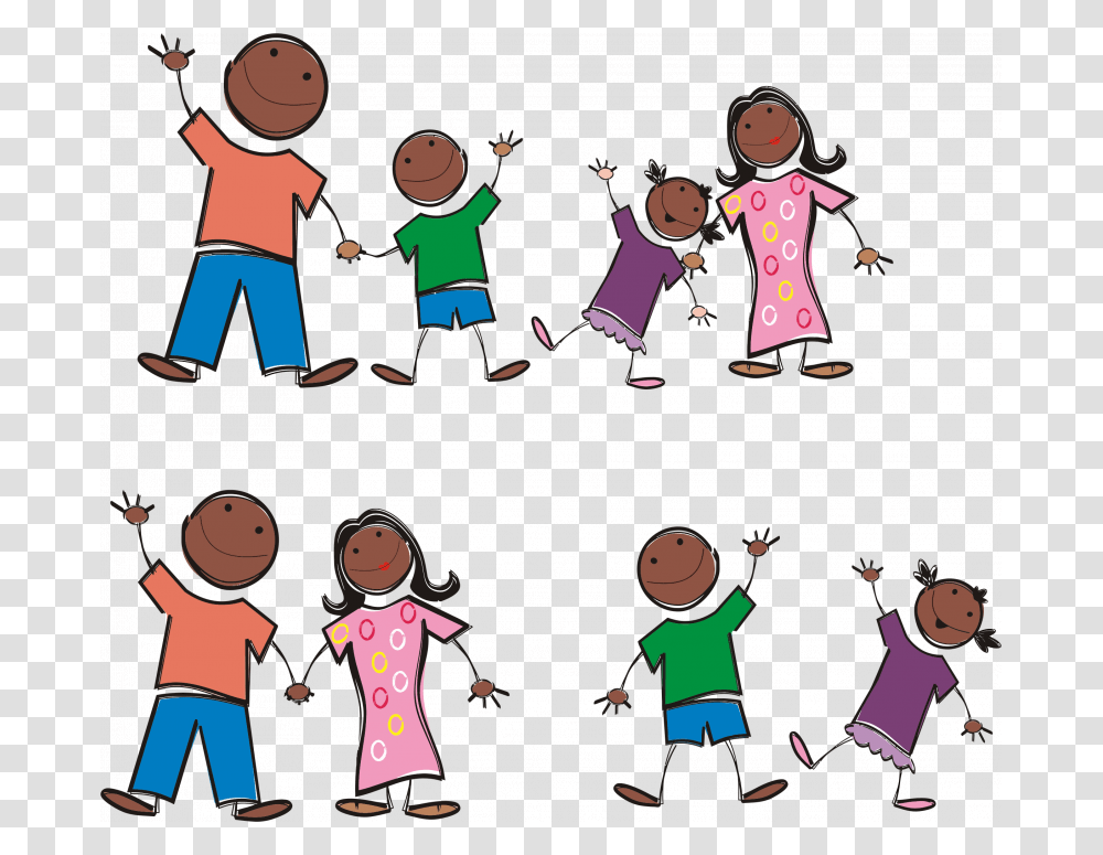 Clipart Black Stick Figure Family Family Clipart, Collage, Poster, Advertisement Transparent Png