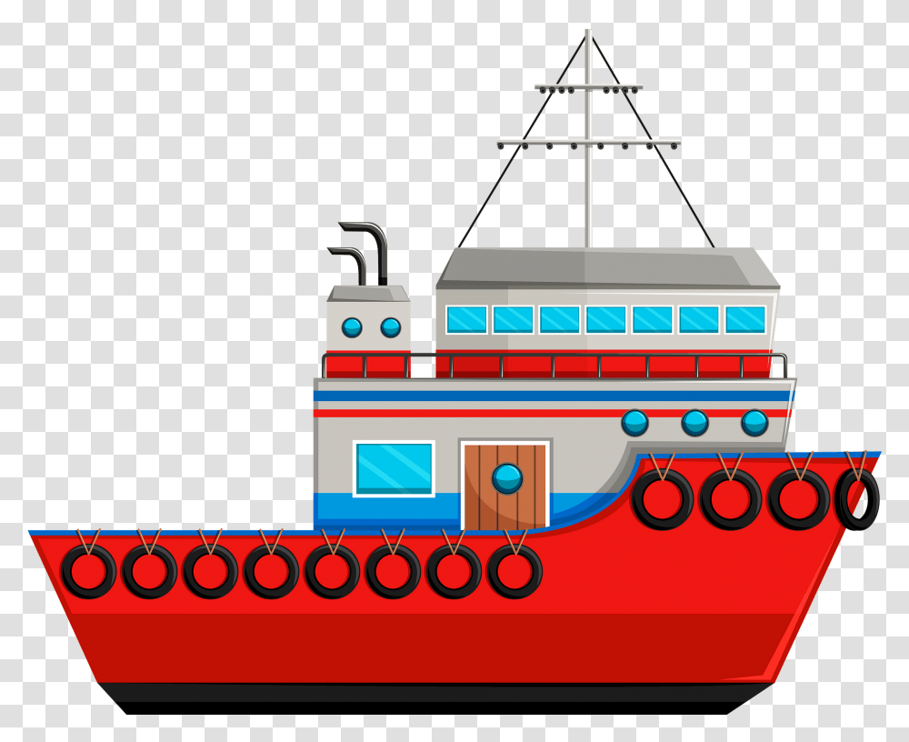 Clipart Boat On Water Clipart, Vehicle, Transportation, Fire Truck, Watercraft Transparent Png