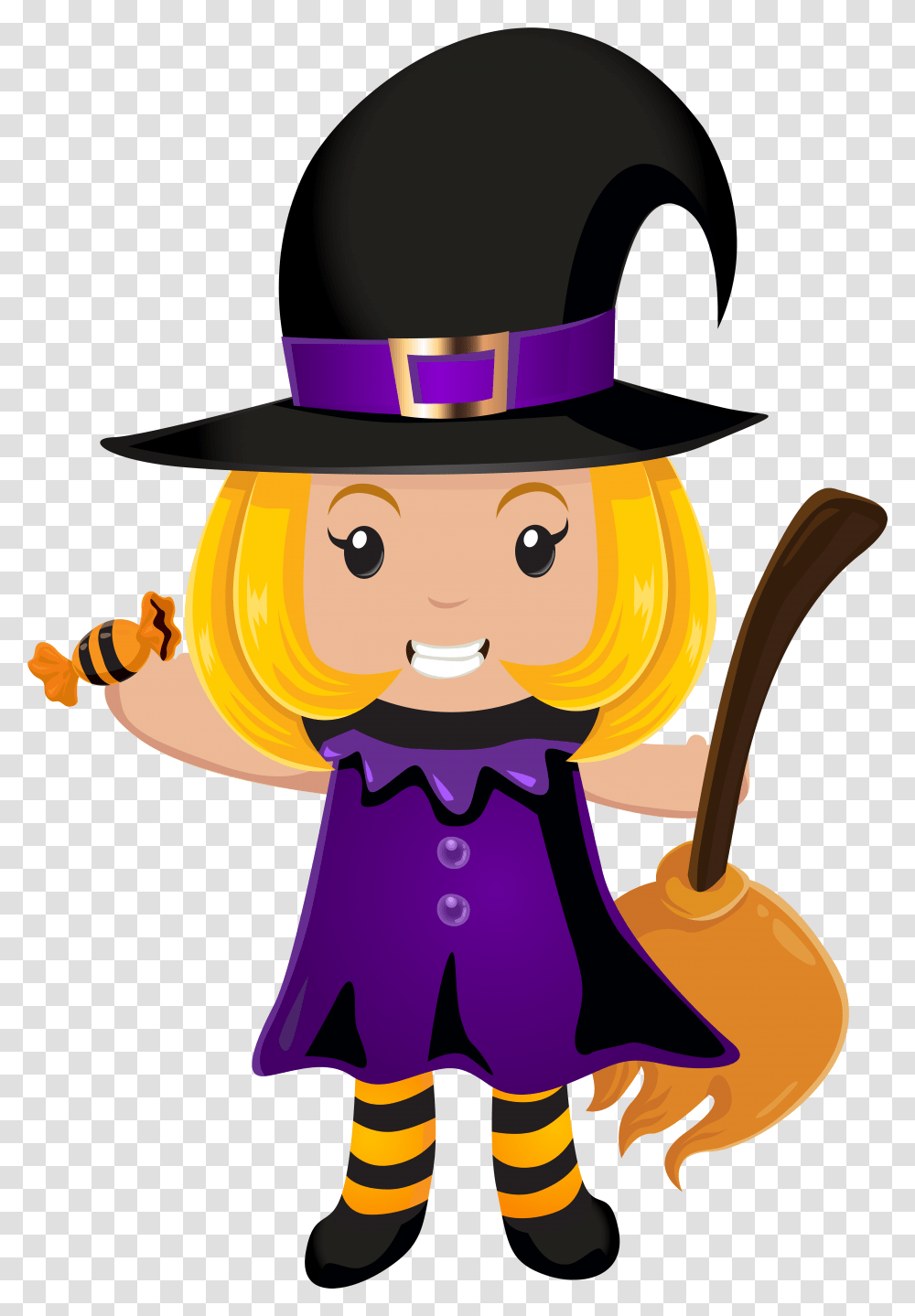 Clipart Bow Halloween Little Witch Halloween Cartoon, Clothing, Toy, Face, Hat Transparent Png