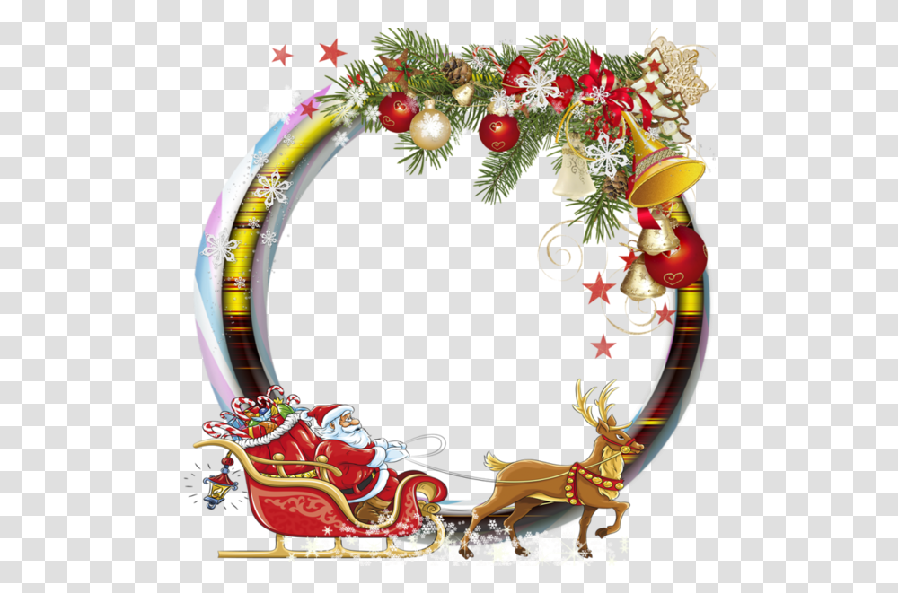 Clipart Cadre Noel Round Christmas Frame, Wreath, Floral Design, Pattern Transparent Png