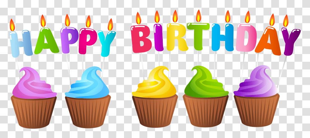 Clipart Candle Birthday Cupcake Happy Birthday Candle, Cream, Dessert, Food, Creme Transparent Png