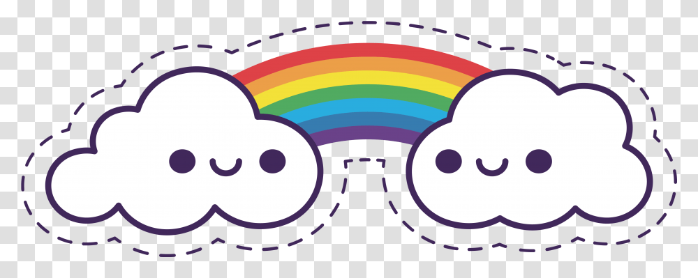 Clipart Cloud Line Art Rainbow With Clouds Cartoon, Goggles, Accessories, Accessory Transparent Png
