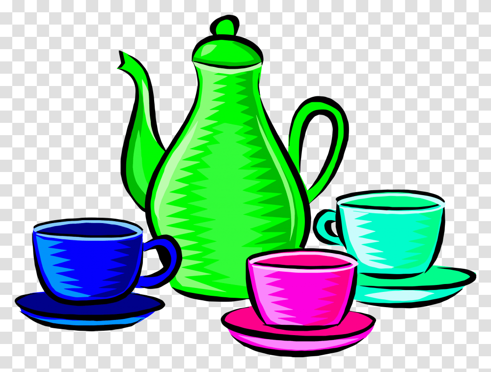 Clipart Coffee Green Coffee Pot And Cups Clipart, Pottery, Vase, Jar, Saucer Transparent Png