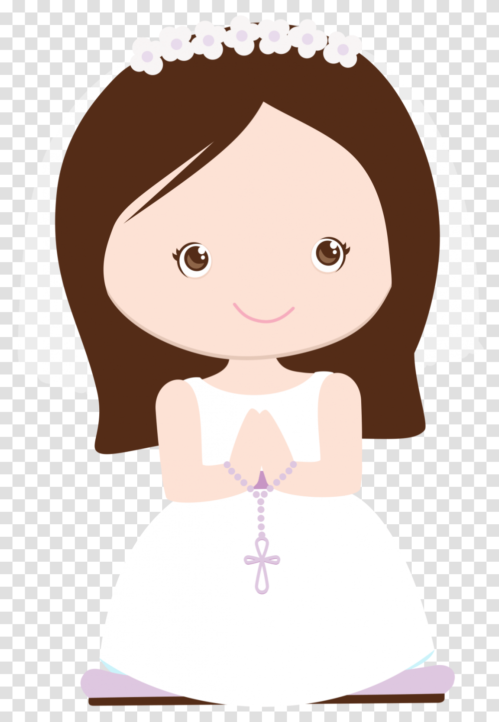 Clipart Communion Girl Wave Hair 1 Image Clipart Communion Girl Wave Hair, Doll, Toy, Head, Snowman Transparent Png