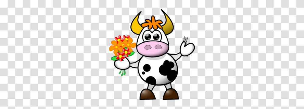 Clipart Cow Flower With Flowers And Fork Clip Art, Mammal, Animal, Cattle, Wildlife Transparent Png