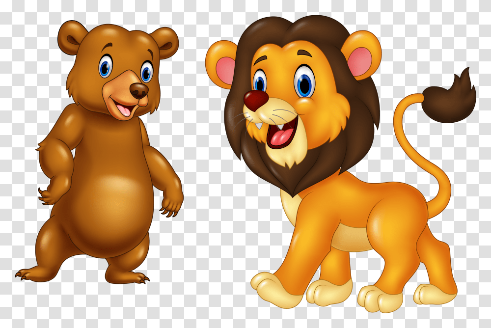 Clipart Cute Animals Background Cute Cartoon Lion, Mammal, Wildlife, Rodent, Beaver Transparent Png