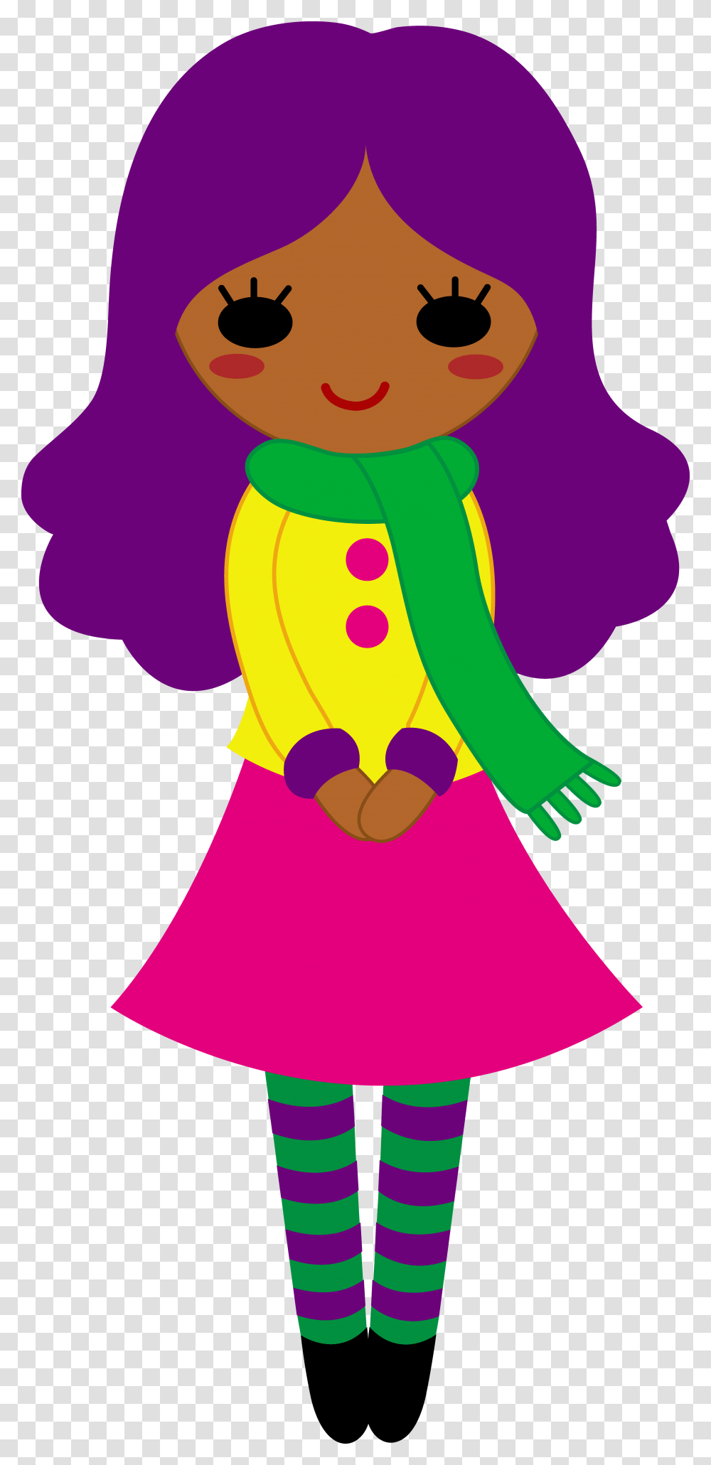 Clipart Cute Girl 101 Clip Art Girl With Purple Hair Cartoon, Dress, Person Transparent Png