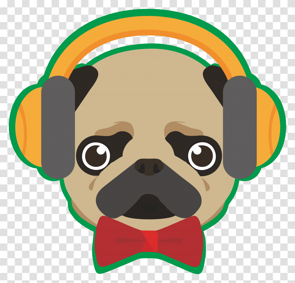 Clipart Dogs Pug Pug, Headphones, Electronics, Headset, Tie Transparent Png