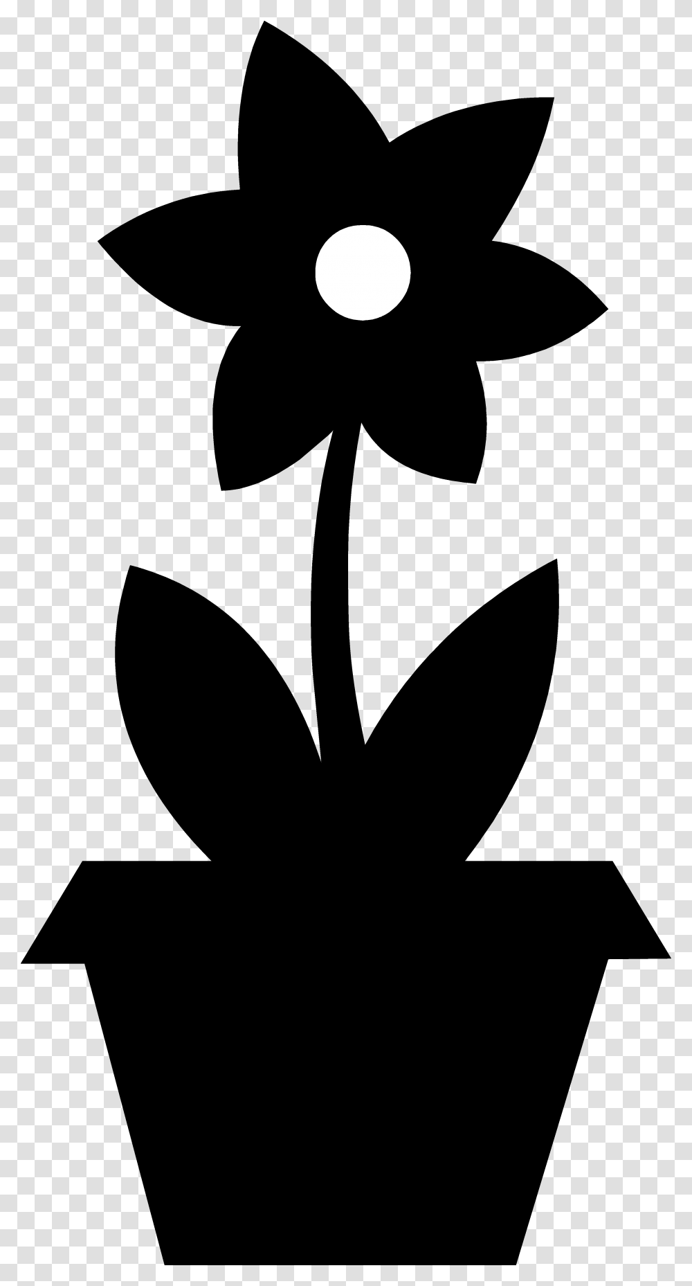 Clipart Download Cute Flower Pot Silhouette Free Clip Flower In Pot Silhouette, Stencil, Cross, Plant Transparent Png