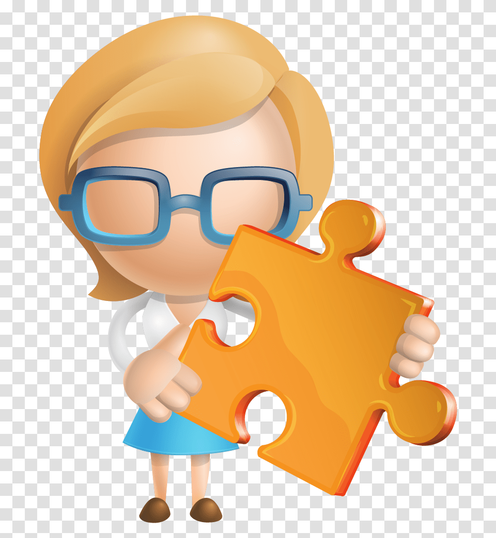 Clipart Download People Pointing Cartoon Simple Girl Cartoon, Toy, Game, Jigsaw Puzzle, Sunglasses Transparent Png