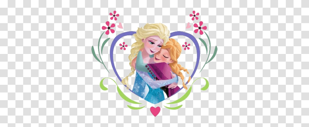 Clipart Elsa And Anna Hugging, Graphics, Floral Design, Pattern, Purple Transparent Png