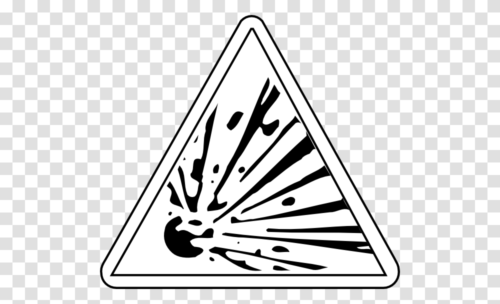 Clipart Explosion Explosive Explosive Sign Black And White, Triangle, Stencil, Road Sign Transparent Png