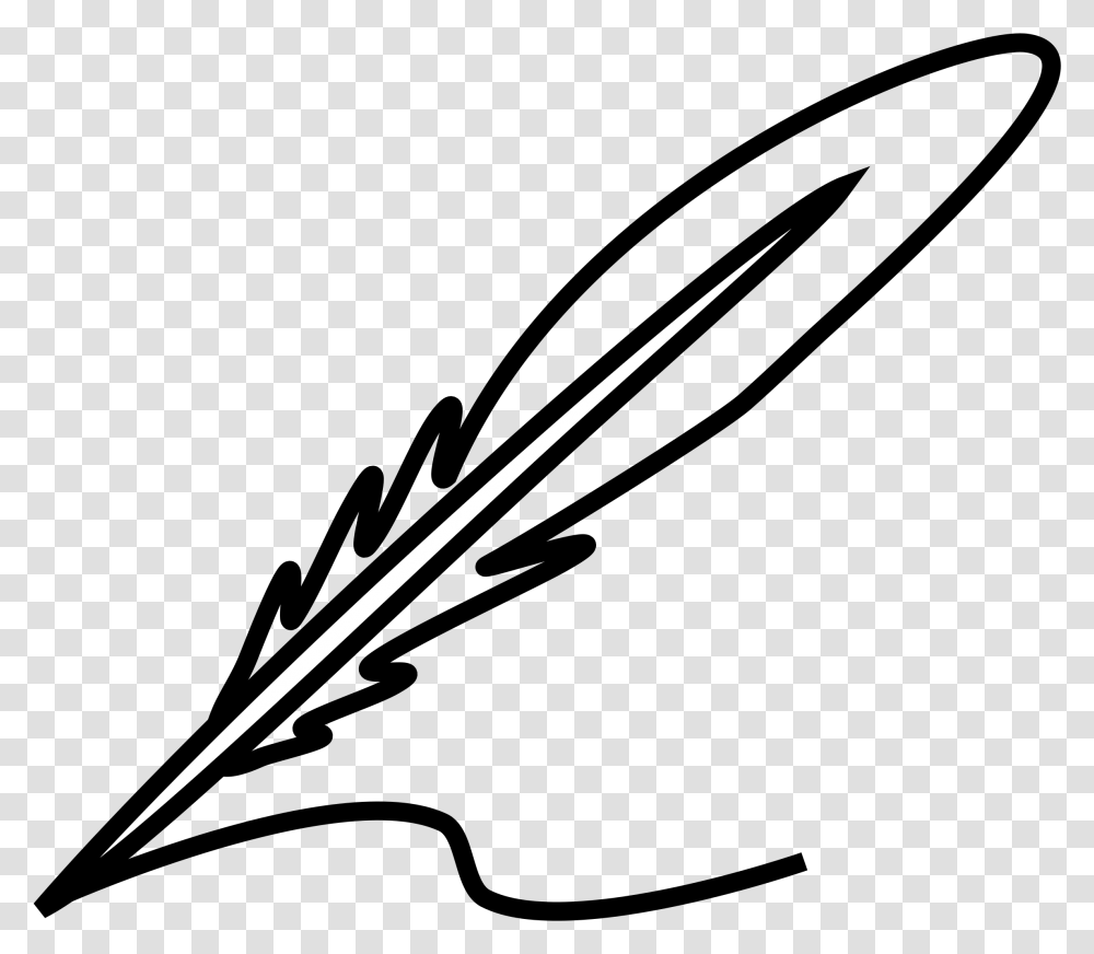 Clipart Feather Pen Clipart Black And White, Baton, Stick, Weapon, Weaponry Transparent Png