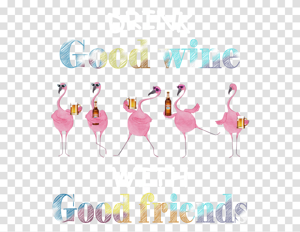 Clipart Flamingos Drinking Wine, Dance, Bird, Animal, Leisure Activities Transparent Png