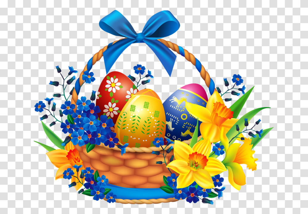 Clipart Flower Basket Easter Flower Border Clipart, Food, Egg, Easter Egg, Birthday Cake Transparent Png
