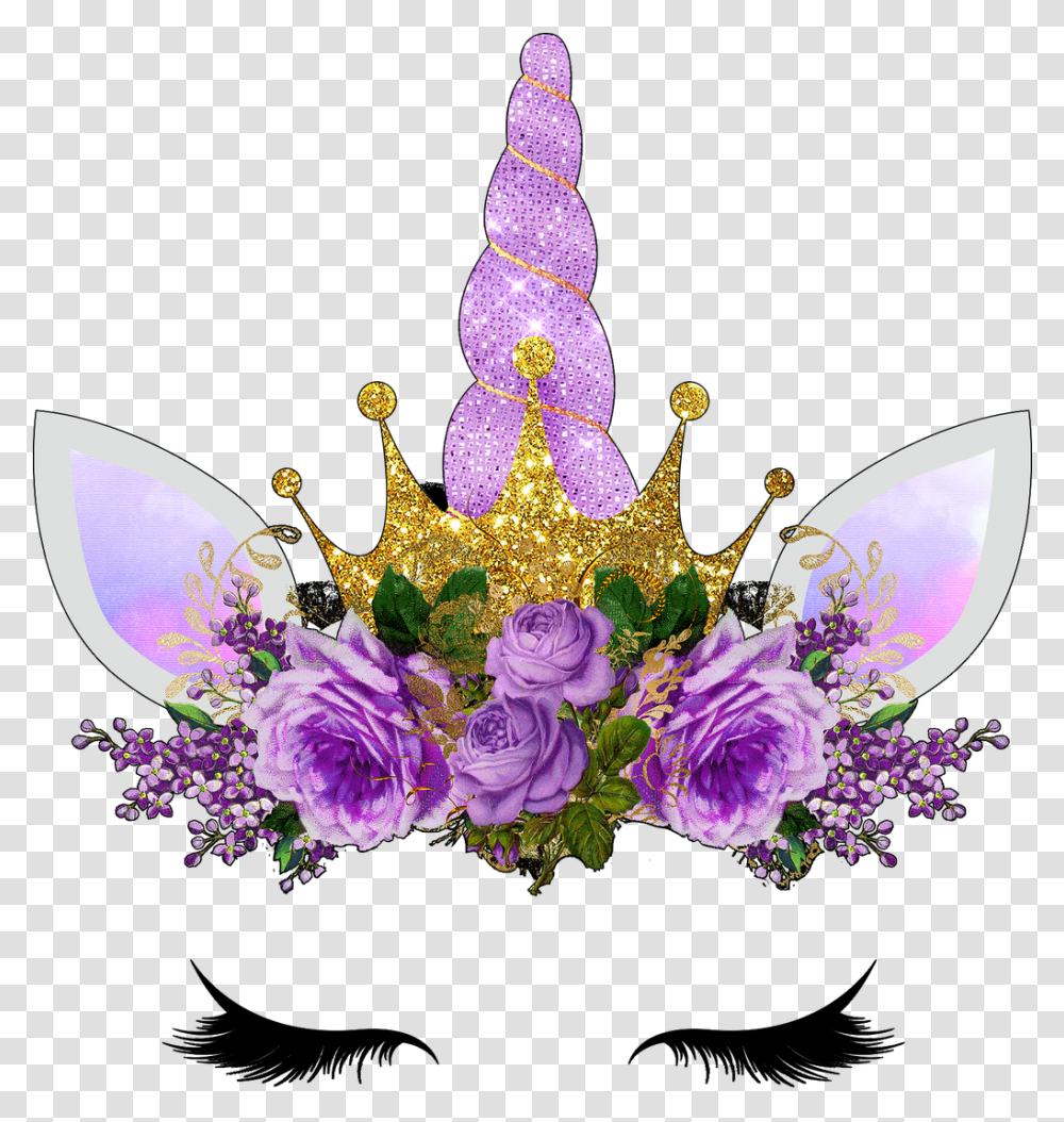 Clipart Flower Unicorn Unicorn Face Background, Plant, Purple, Ornament Transparent Png