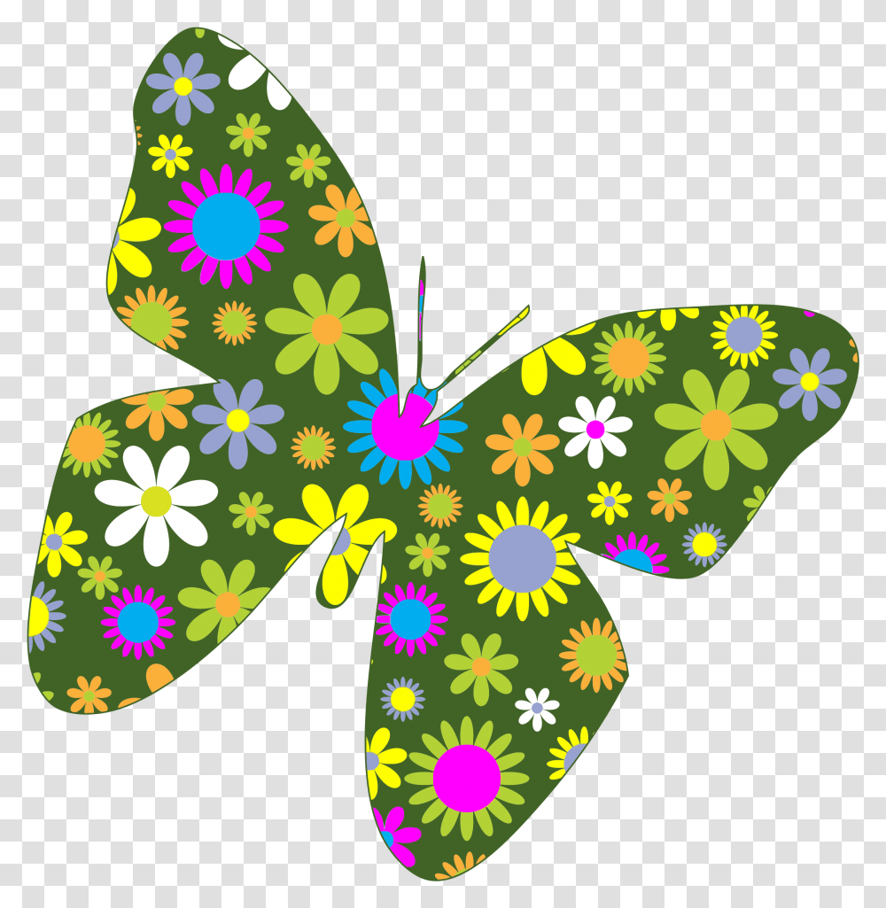 Clipart Flowers And Butterflies 5 Clipart Flowers And Butterfly, Pattern, Ornament, Graphics, Fractal Transparent Png