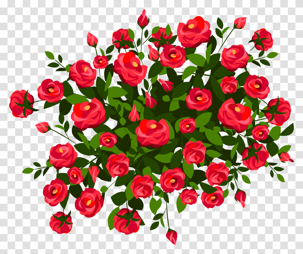 Clipart Flowers Bush Rose Bush, Floral Design, Pattern, Plant Transparent Png