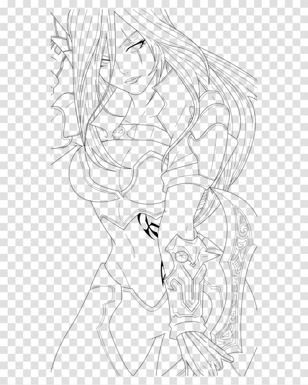 Clipart Free Katarina Of Legends Lineart By Swanartstudio League Of Legends Lineart, Gray, World Of Warcraft Transparent Png