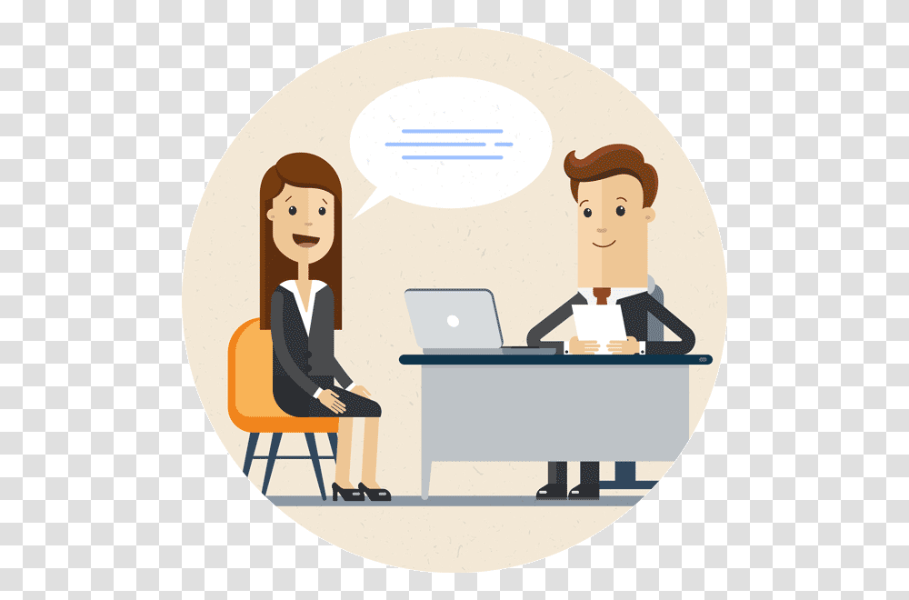 Clipart Frustrated Office Worker Job Interview Cartoon, Sitting, Person, Laptop, Electronics Transparent Png
