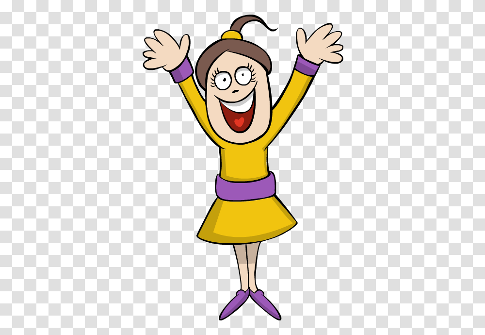 Clipart Girl Excited A Very Happy Jumping On Air Waving Its Stock, Performer, Costume, Hand, Paper Transparent Png