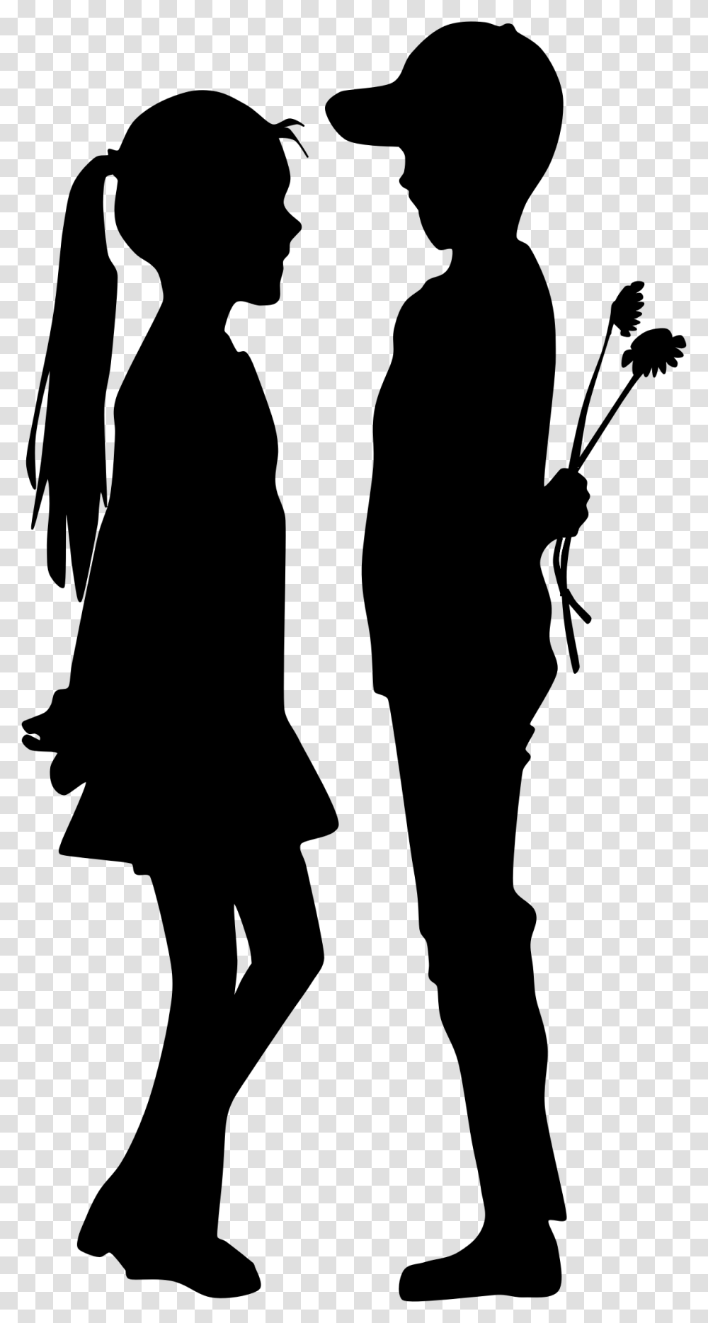 Clipart Girl Silhouette 20 Free Cliparts Boy Giving Flowers To Girl, Outdoors, Nature, Night, Astronomy Transparent Png