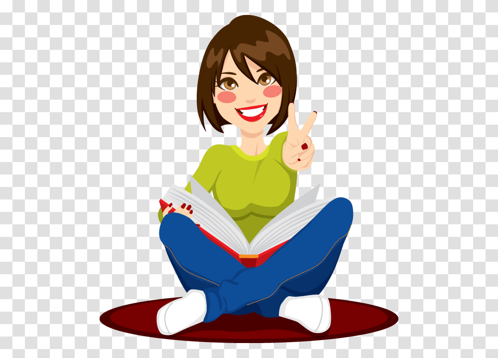 Clipart Girl Study Girl Studying Images Cartoon, Reading, Person, Human, Female Transparent Png
