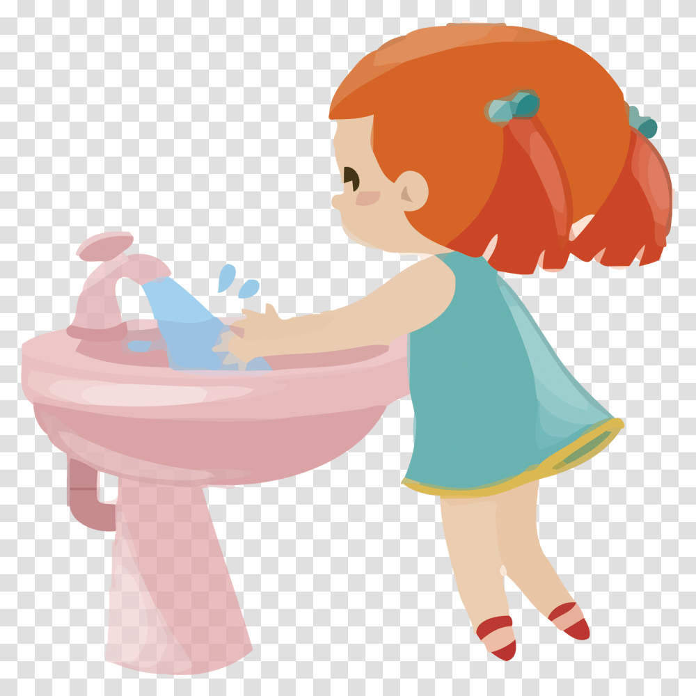 Clipart Girl Washing Hands Girl Washing Hands Clipart, Person, Female, Face, Teeth Transparent Png