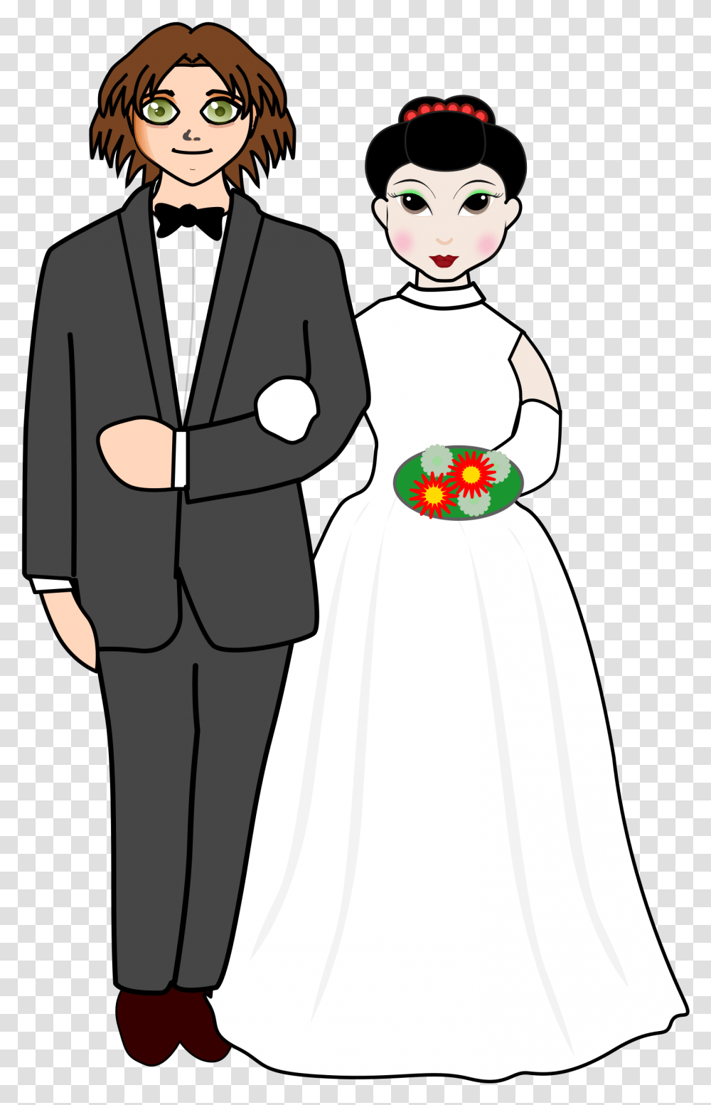 Clipart Girl Wedding Married Couple Clipart, Person, Robe, Fashion Transparent Png