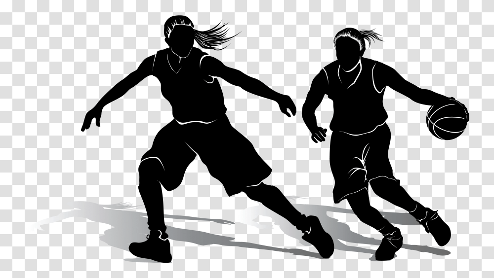 Clipart Girls Basketball, Silhouette, Stencil, Person Transparent Png