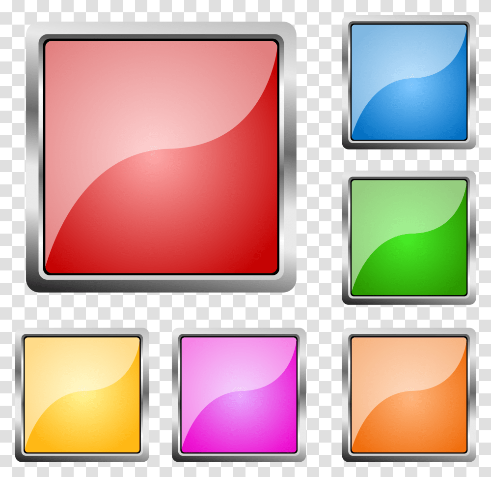 Clipart Glossy Button Square Full Square Buttons, Monitor, Screen, Electronics, Collage Transparent Png