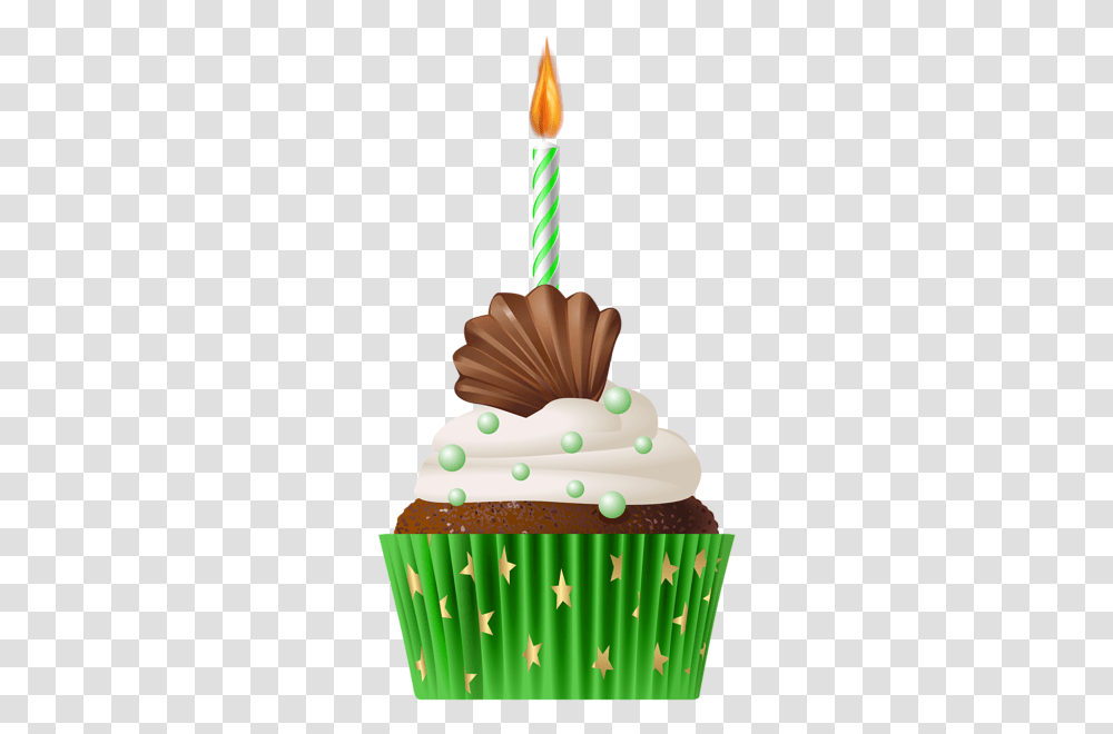 Clipart Green Birthday Cupcake, Dessert, Food, Cream, Creme Transparent Png